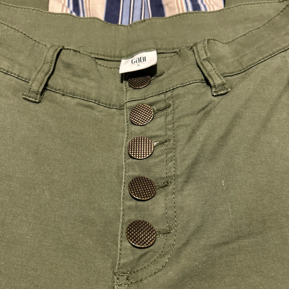 Cabi Olive Green Button-Fly Pants
